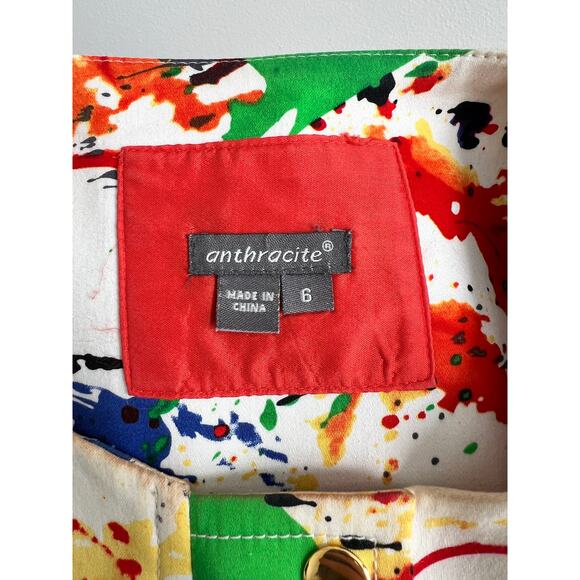 Anthracite Women's Abstract Modern Art Paint Splatter Jacket Size 6 - Picture 6 of 9